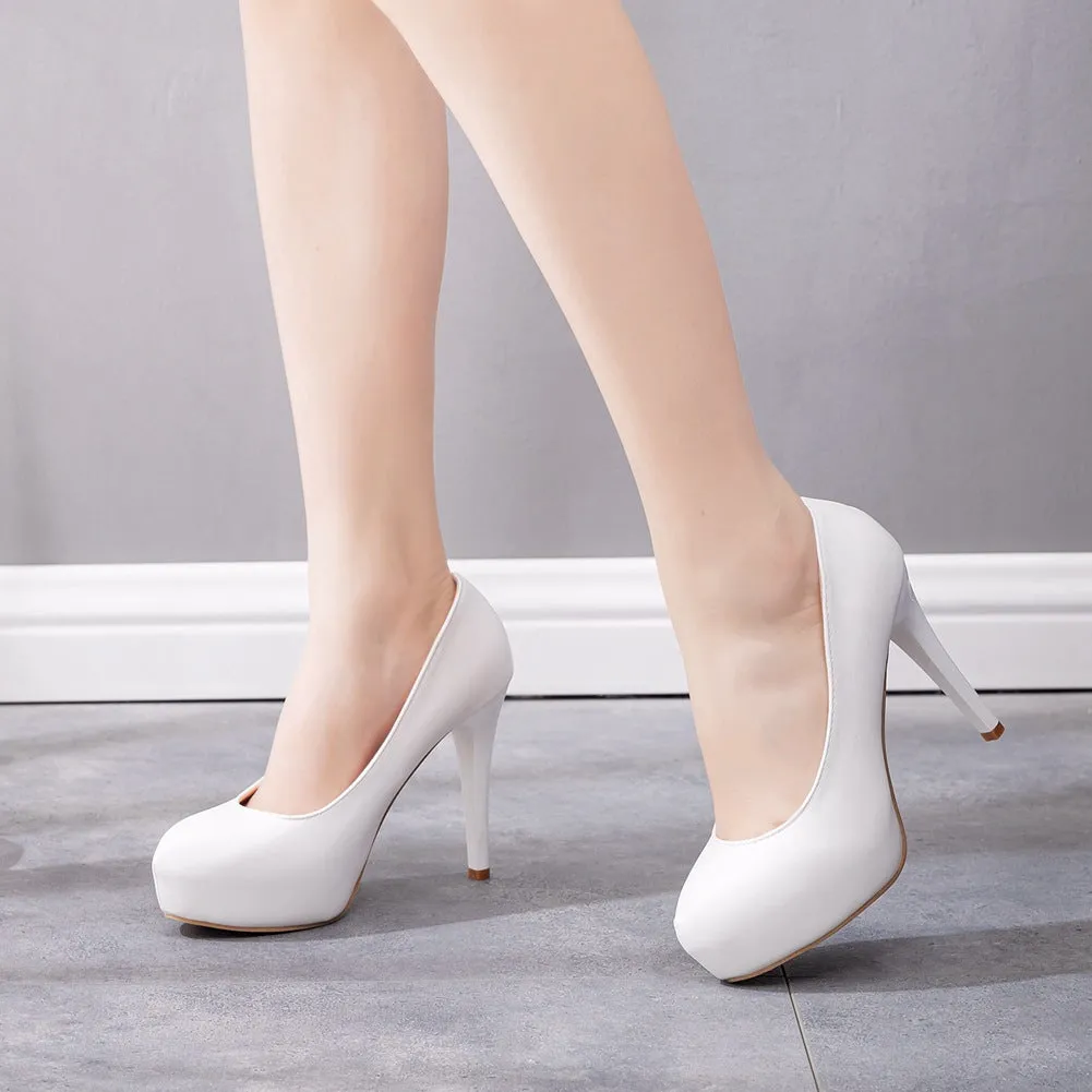 11 cm Waterproof Platform White Wedding Shoes