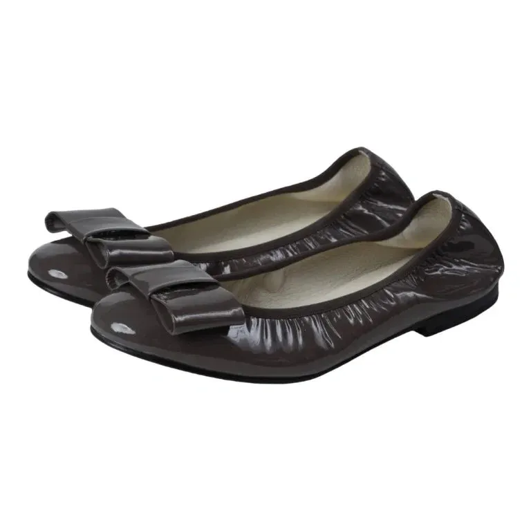 1412 - Gray Patent Leather Flats for Girl/Teen/Women by London Kids