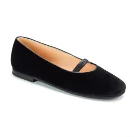 1648 - Black Velvet Flats for Girl/Teen/Women by London Kids