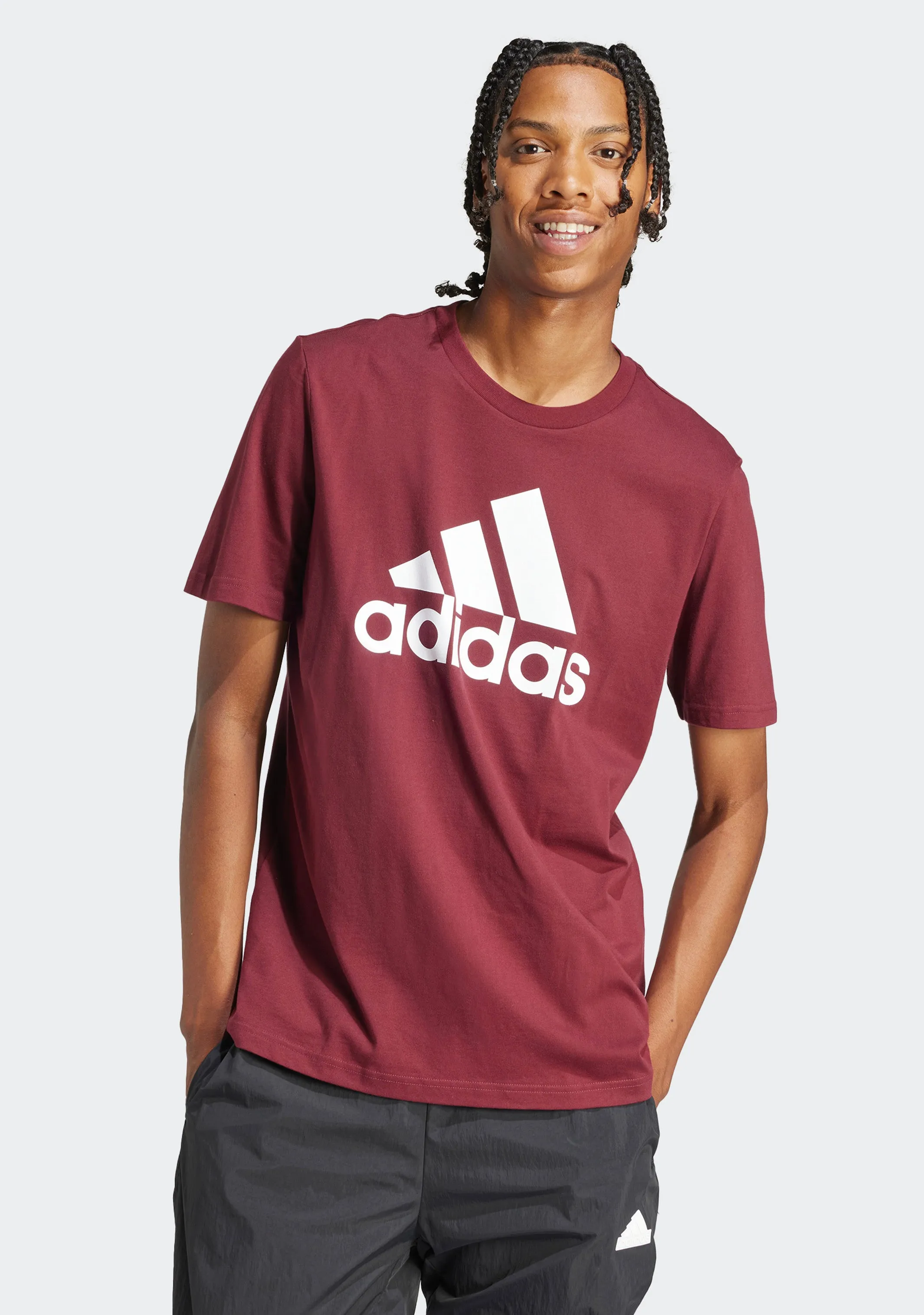 Adidas Men's Essentials Single Jersey Big Logo Tee Burgundy