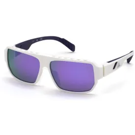 Adidas Men's Sunglasses - White Rectangular Frame Violet Lens | ADIDAS SP0038 21Z