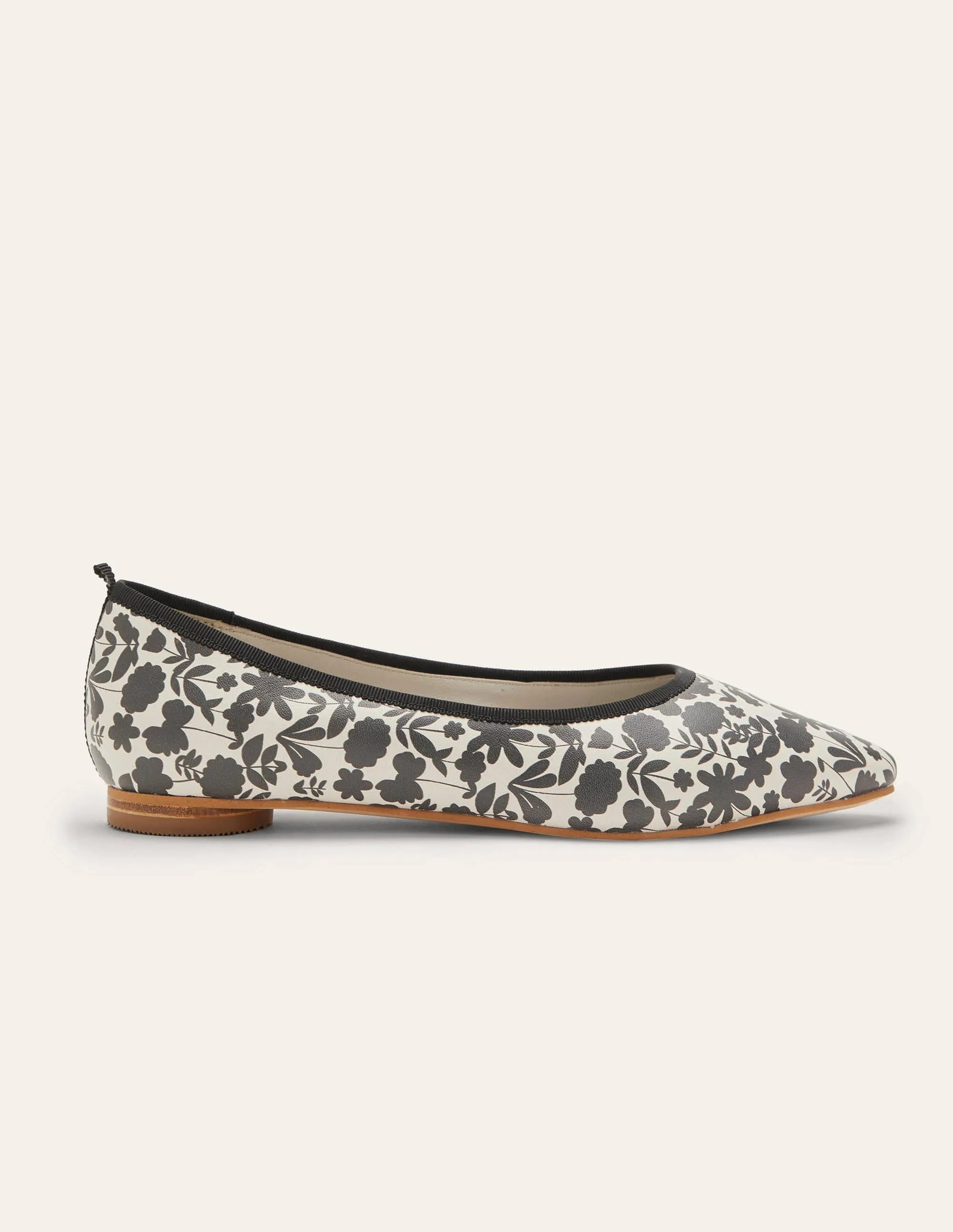 Almond Toe Ballerinas-Black, Flora Bloom Mono