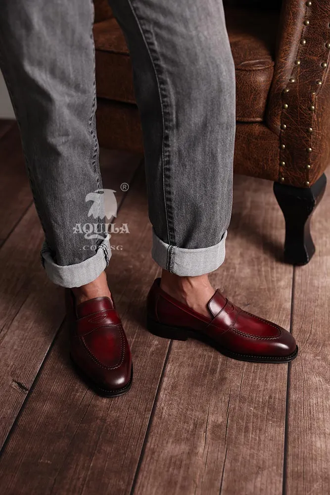 Aquila Oxblood Leather Loafers