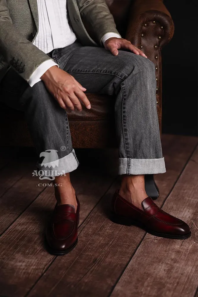 Aquila Oxblood Leather Loafers