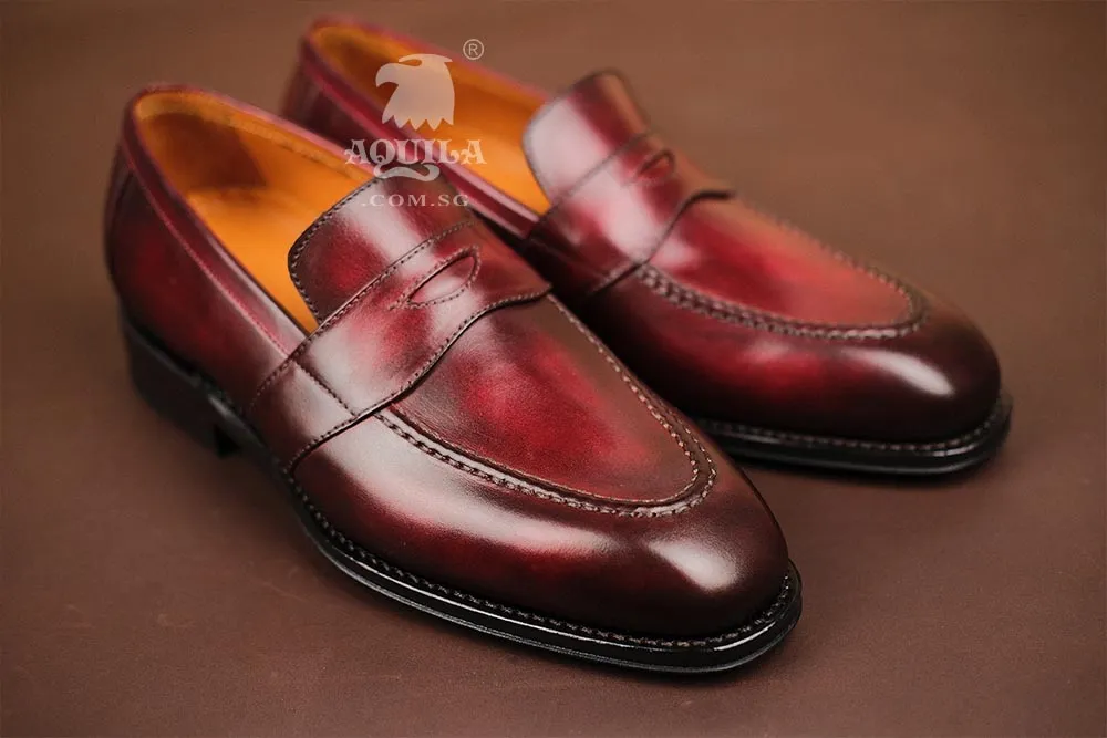 Aquila Oxblood Leather Loafers