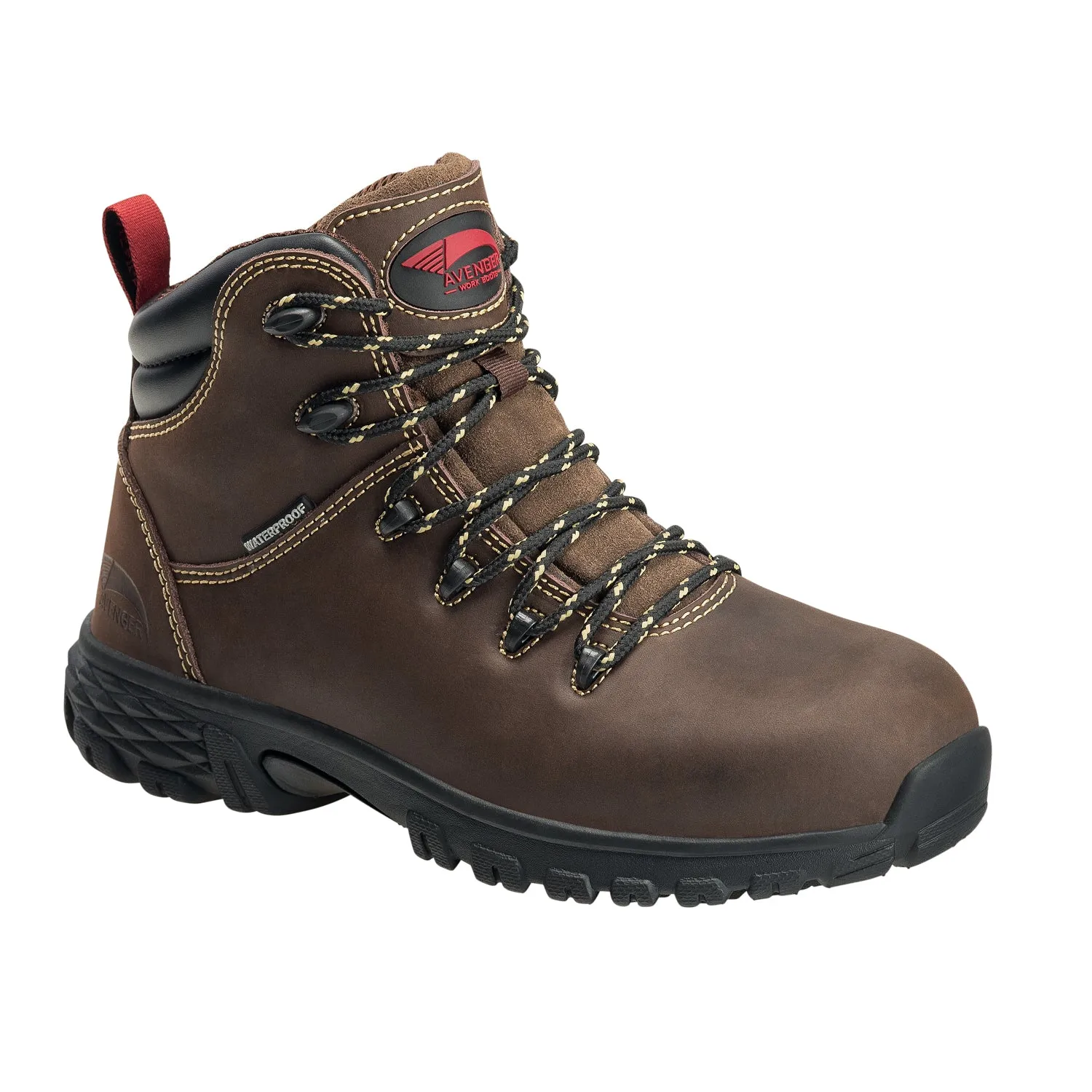 Avenger Womens Flight Mid Brown Leather Work Boots