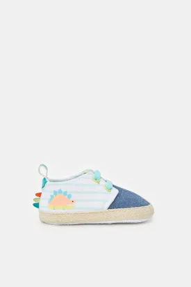 Baby Denim Dinosaur Print Pram Shoe