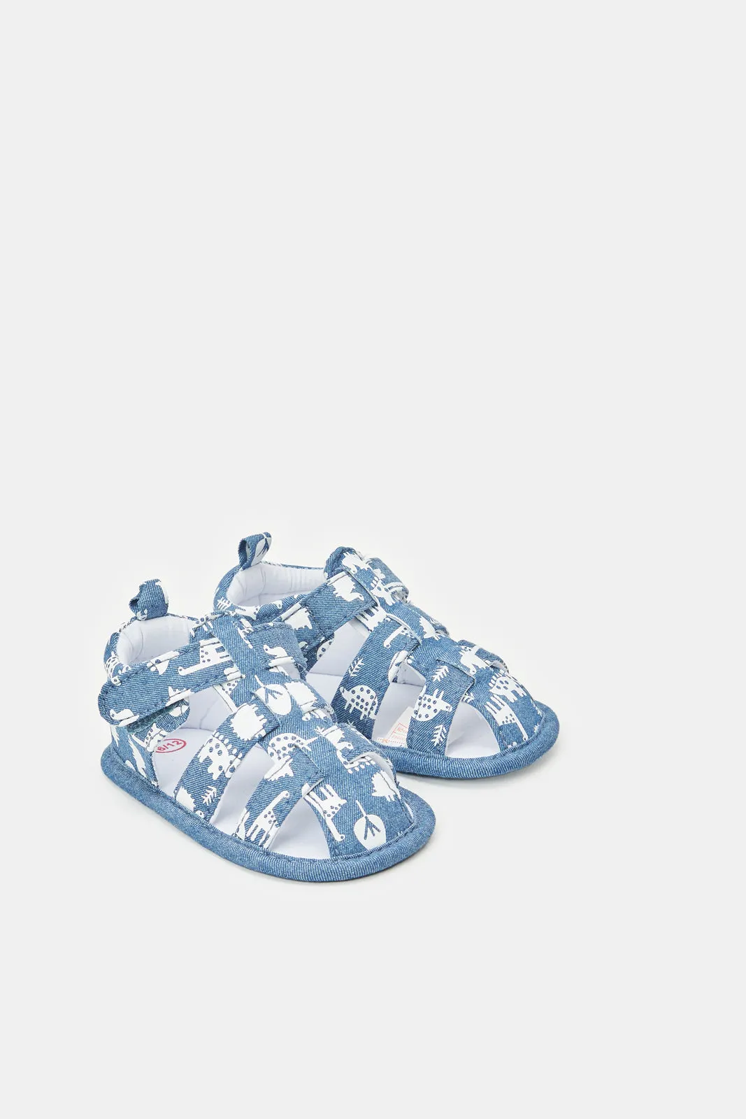 Baby Navy Printed Pram Shoe