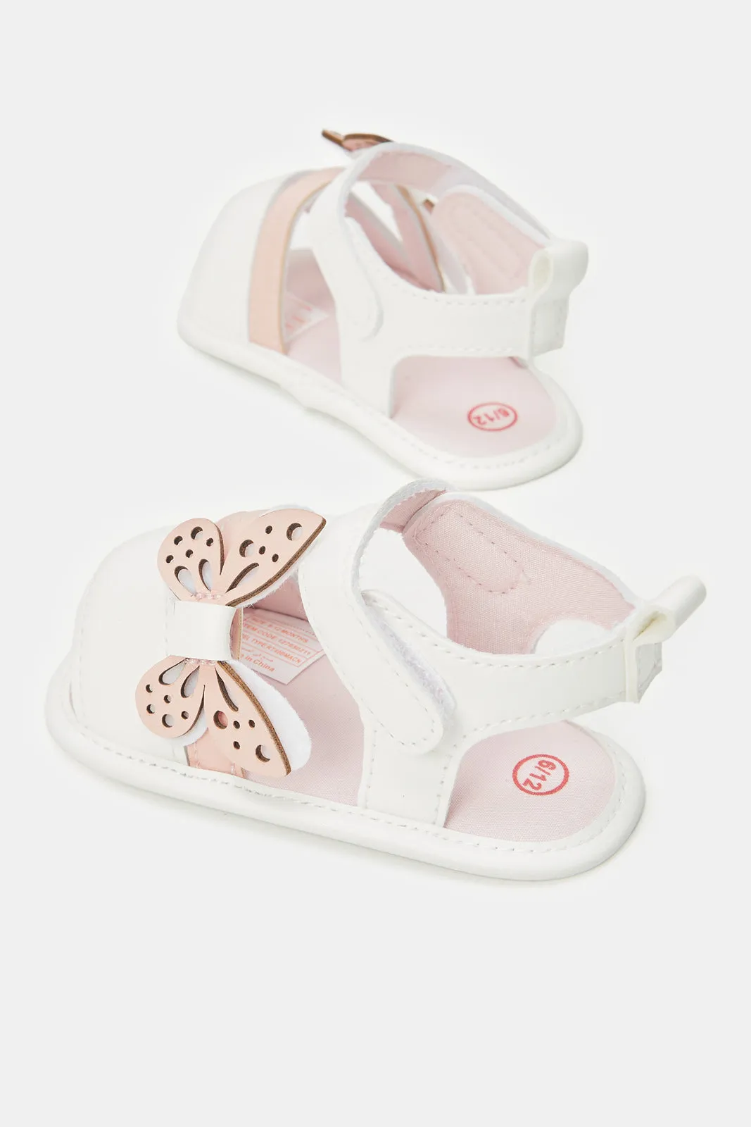 Baby White Butterfly Pram Shoe