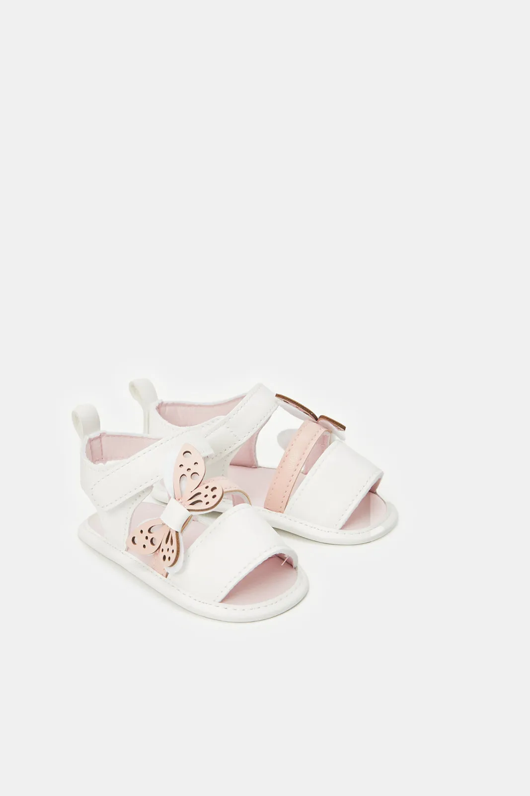 Baby White Butterfly Pram Shoe