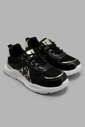 Black And White Lace-Up Trainer