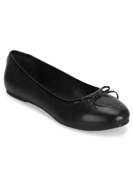 Black PU Bow Detail Ballerinas