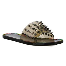 Black Punk Stud Clear Jelly Flats