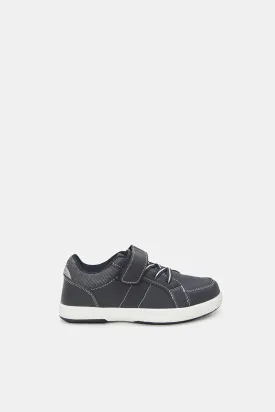 Boys Black Fabric Block Sneakers