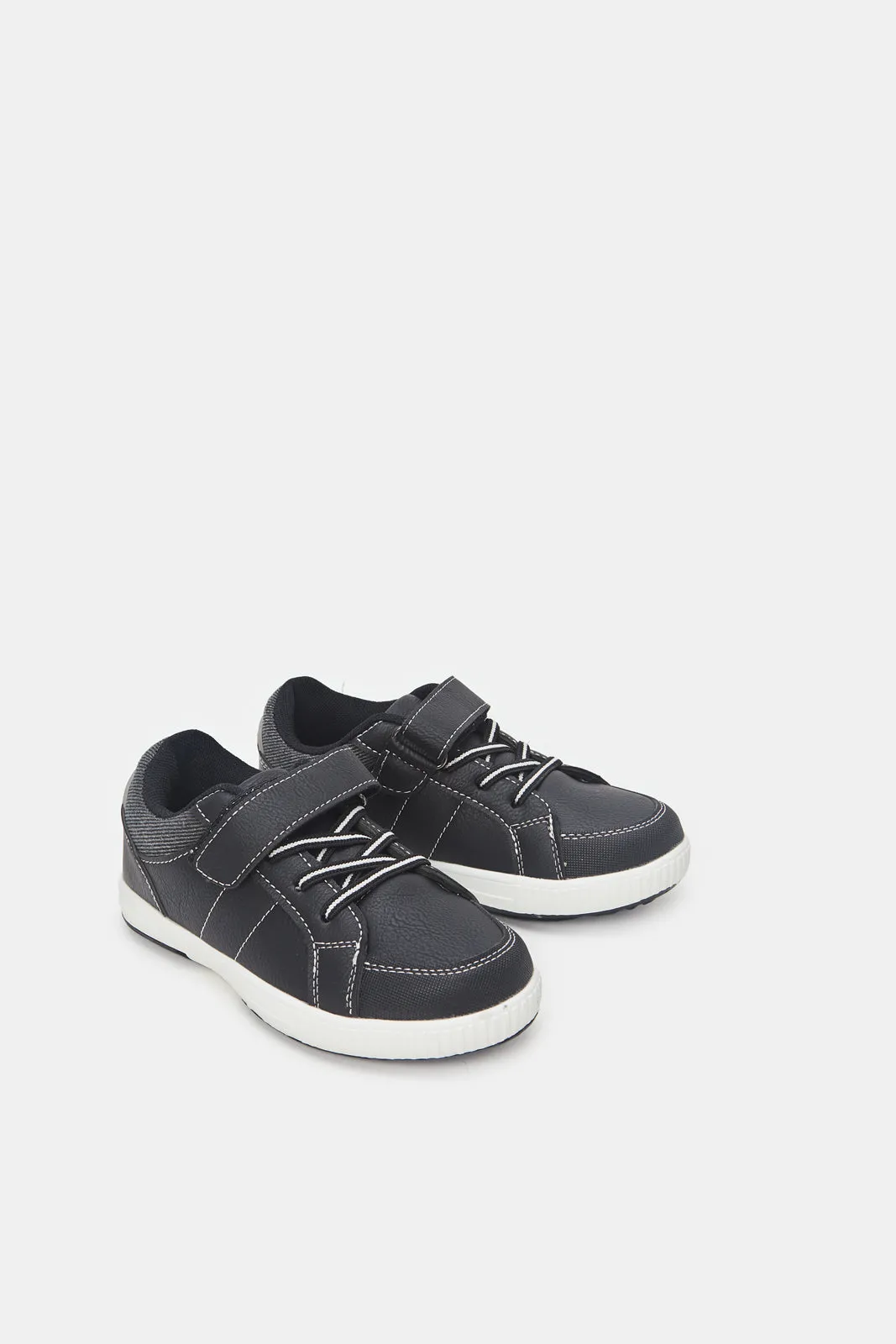 Boys Black Fabric Block Sneakers