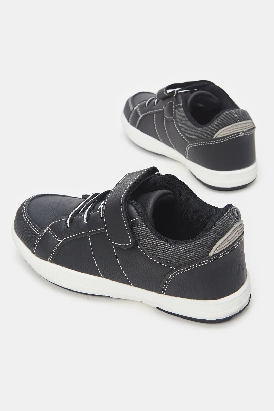 Boys Black Fabric Block Sneakers