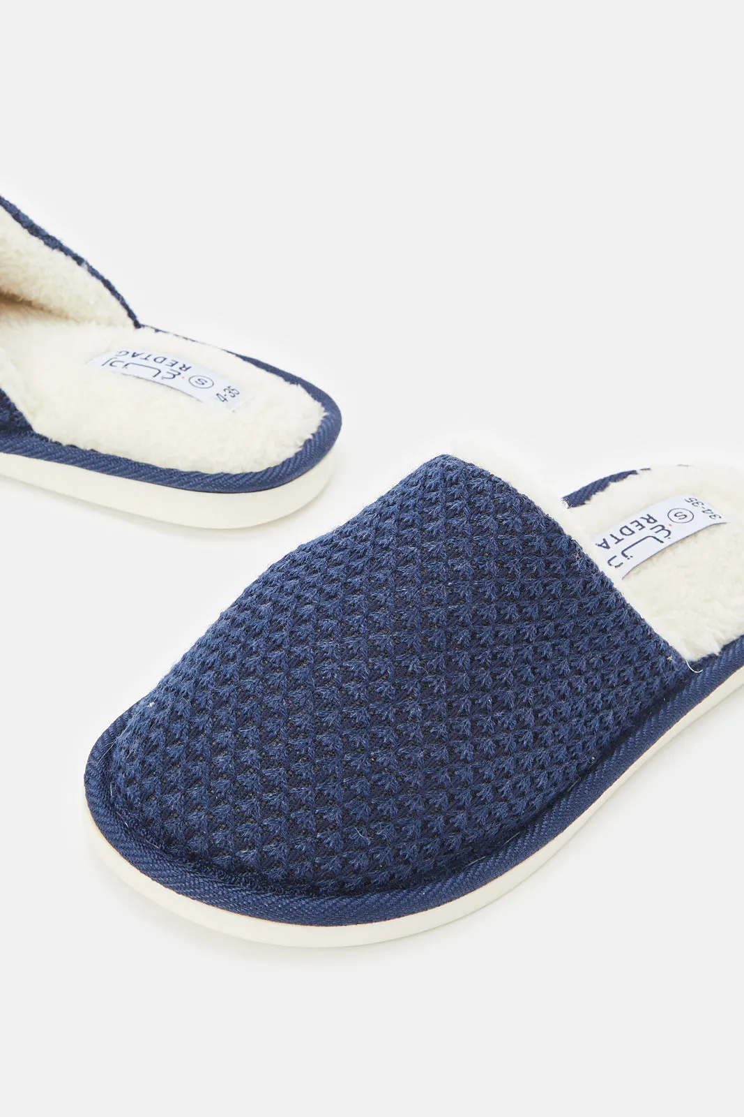 Boys Navy Mule Slippers