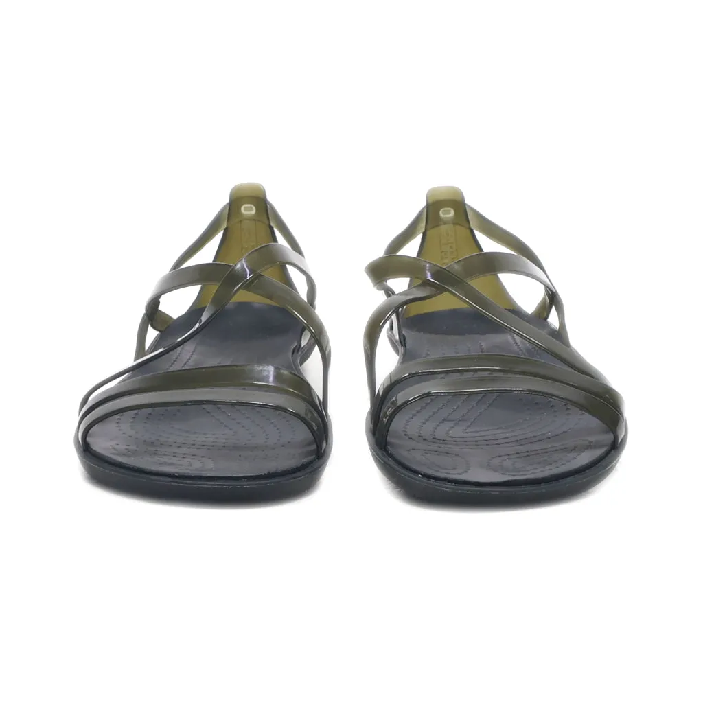 Crocs Isabella Flat Sandals Rubber Green Colour For Women