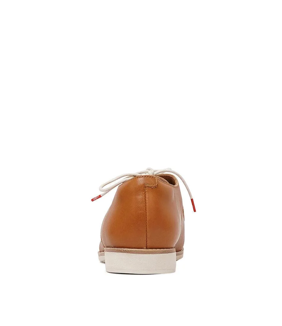 Derby Cognac Leather Lace Up Flats