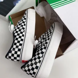 Elegant Innovative Platform Chessboard Plaid Female Canvas Shoes