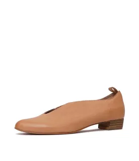 Esker Dark Tan Leather Flats