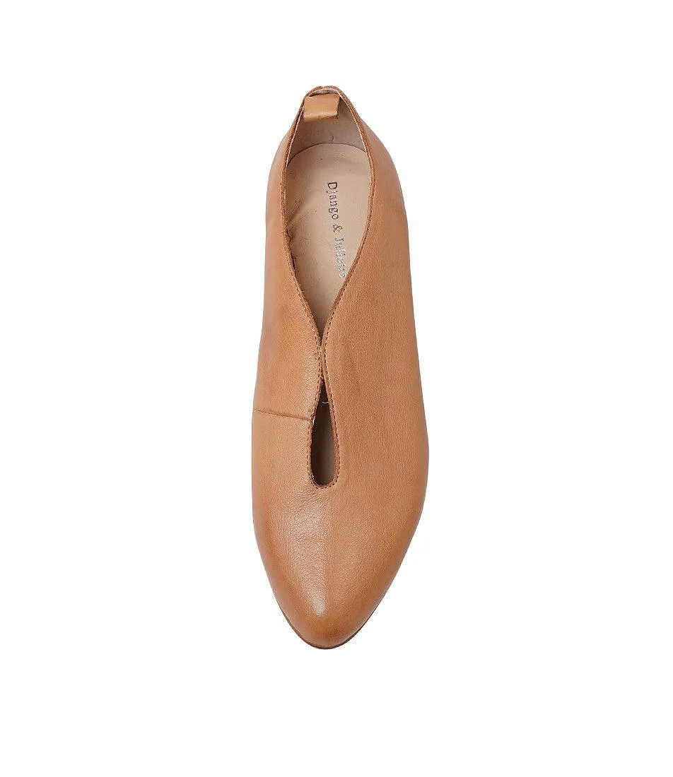 Esker Dark Tan Leather Flats