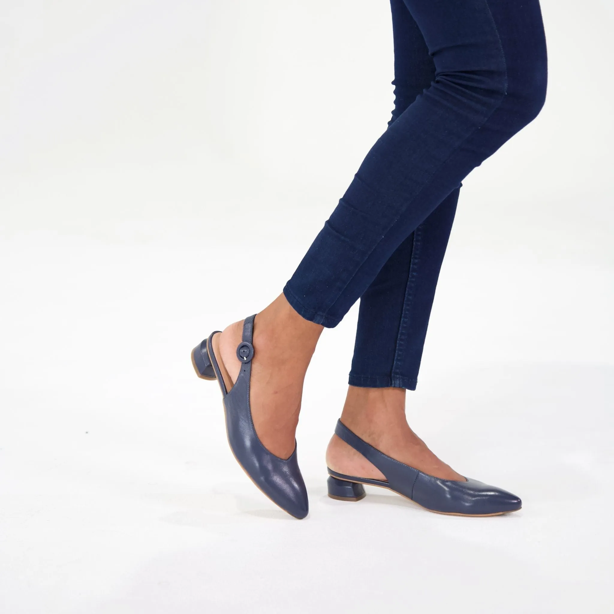 Fotini Navy Leather Flats