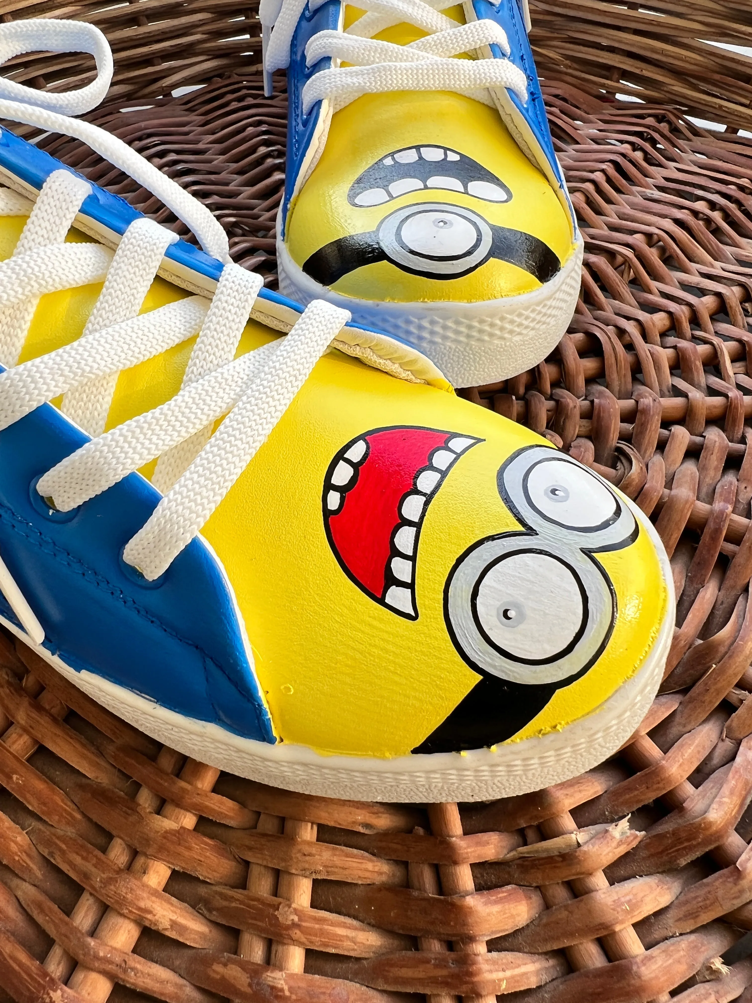 Funky N Trendy hand painted water resistant yellow shoes