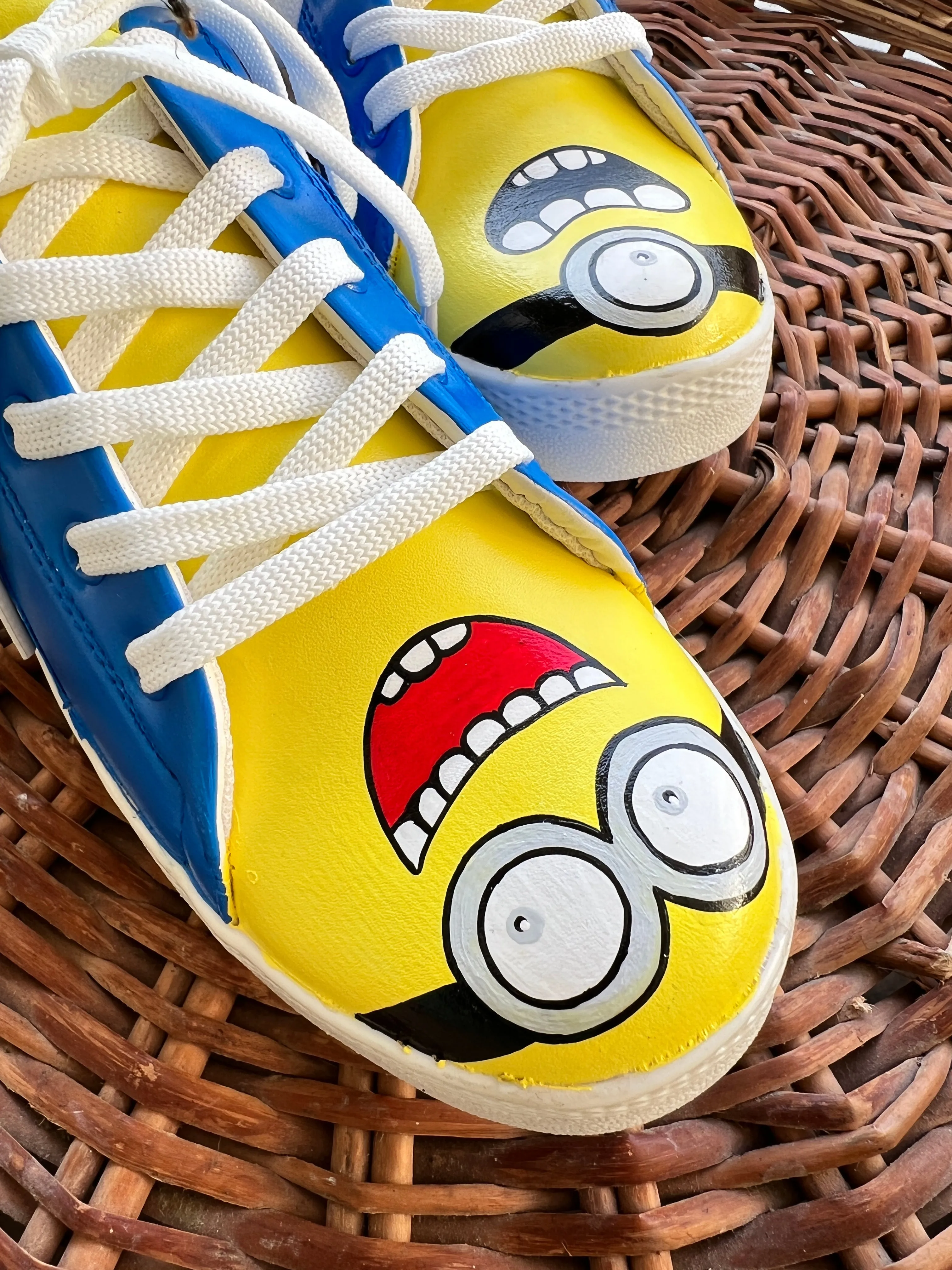 Funky N Trendy hand painted water resistant yellow shoes