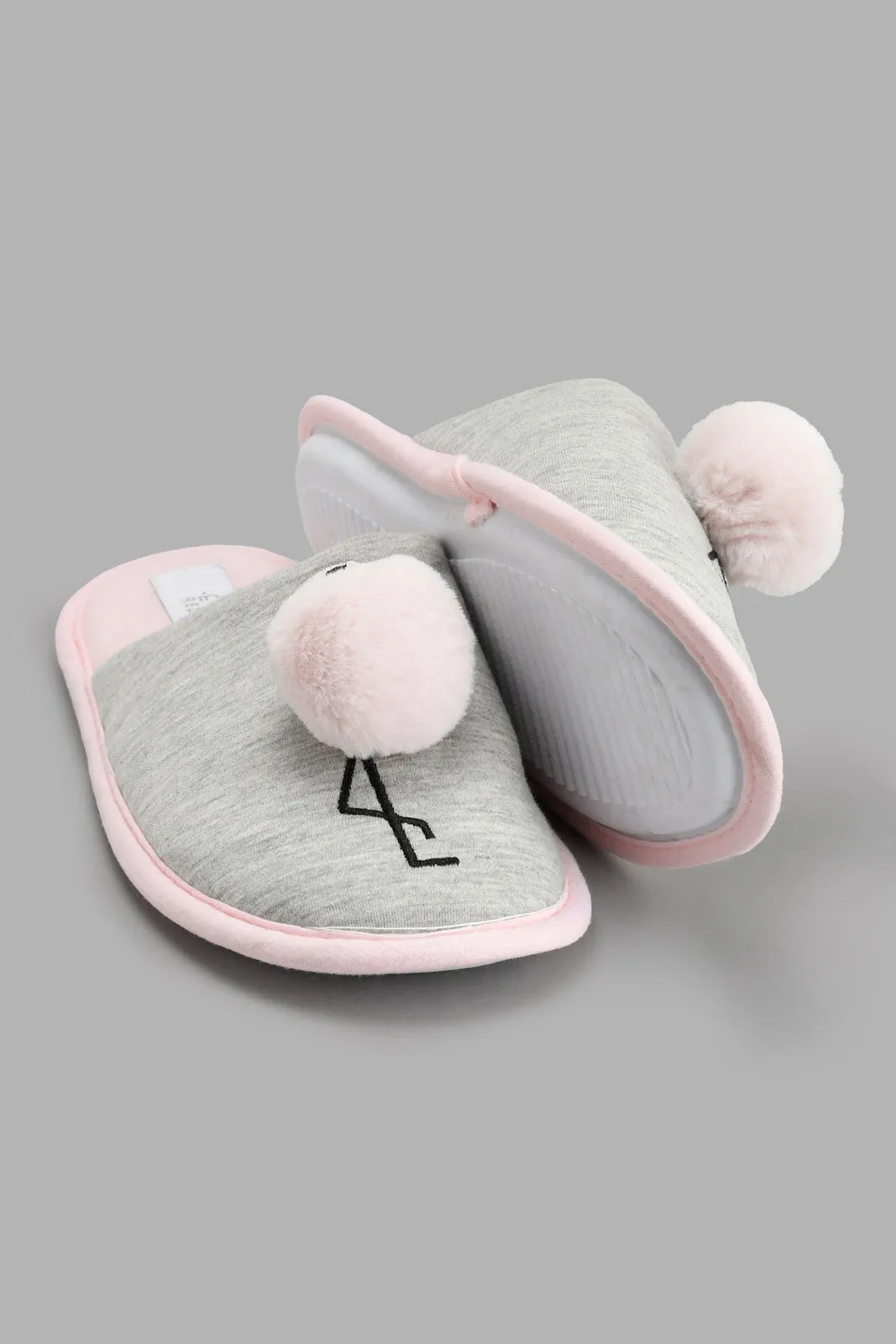 Grey Flamingo Slipper