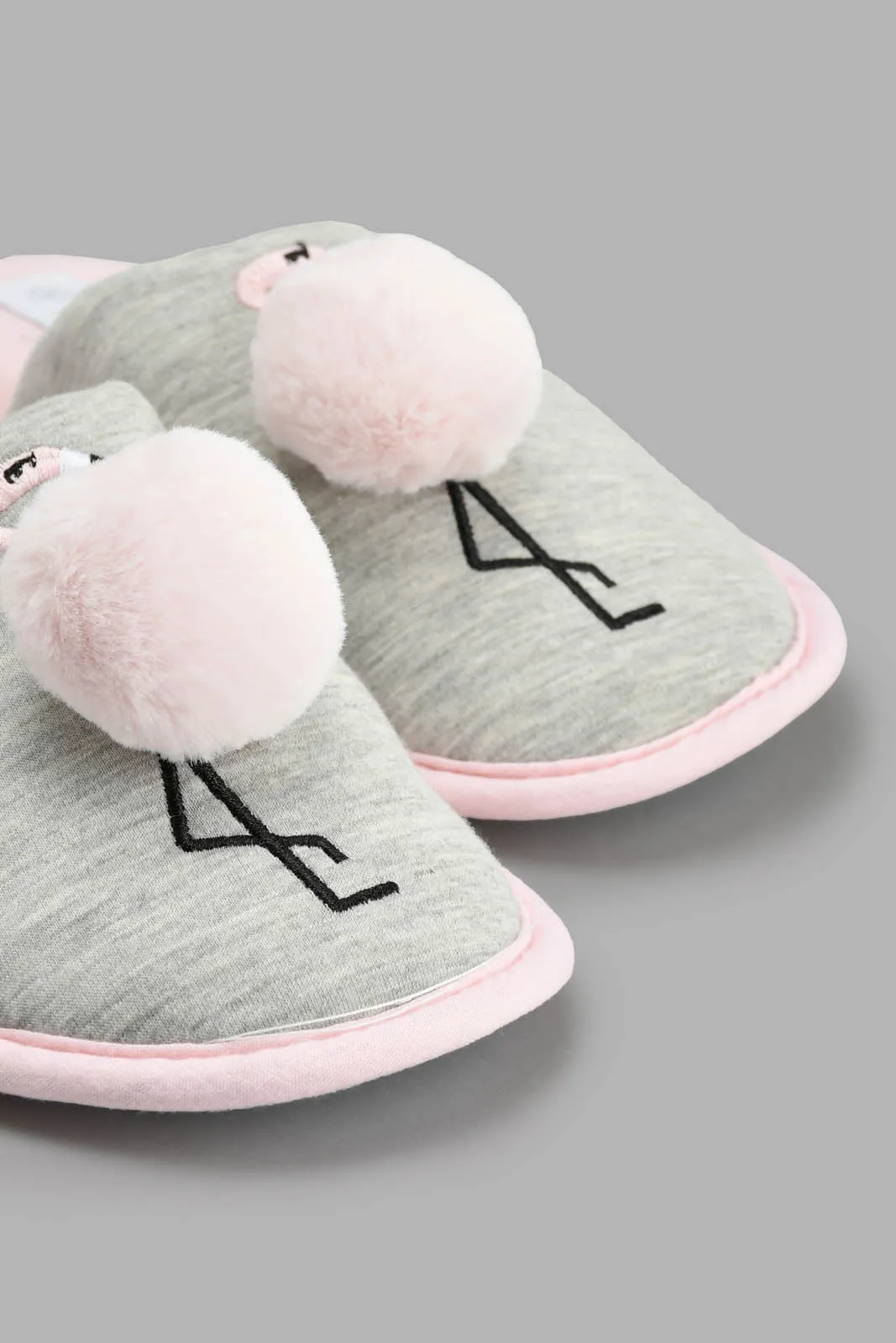 Grey Flamingo Slipper