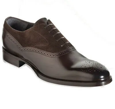 Handmade Men's Brown Formal Shoes, Men Leather Suede Dress Formal Lace Up Shoes