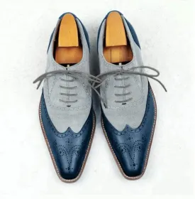 Handmade Men's Elegant formal Two Tone shoes, Men's Leather & Suede dress shoes