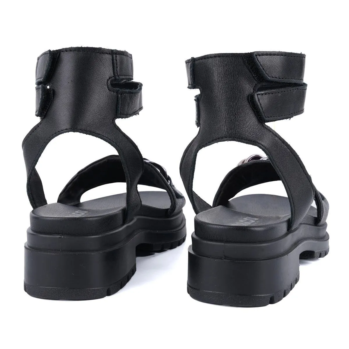 Igi & Co Strap Mid-Heel Sandals Leather Black Colour For Women