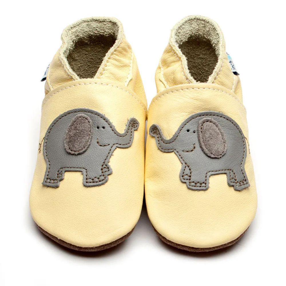 Inch Blue Elephant Buttermilk Baby Shoes