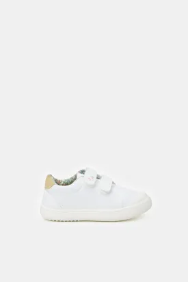 Infant Girls White Velcro Pumps