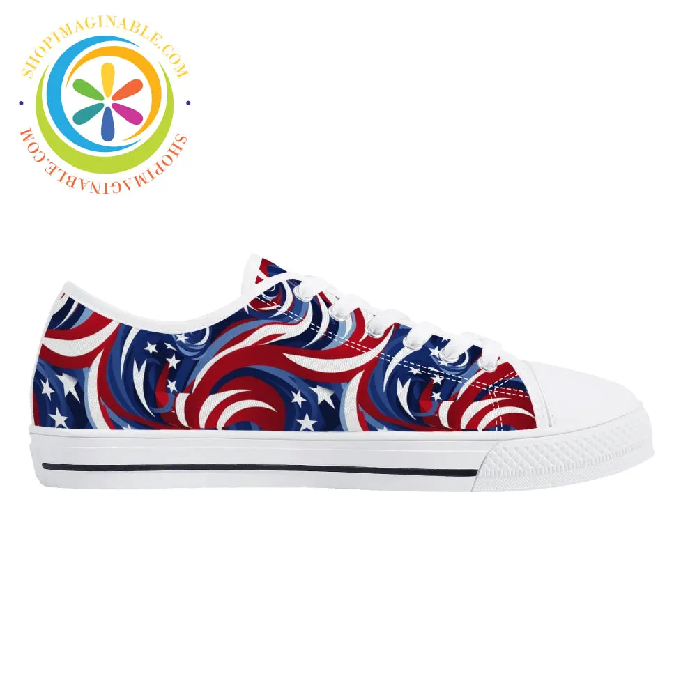 Let Freedom Ring!  Ladies Low Top Canvas Shoes