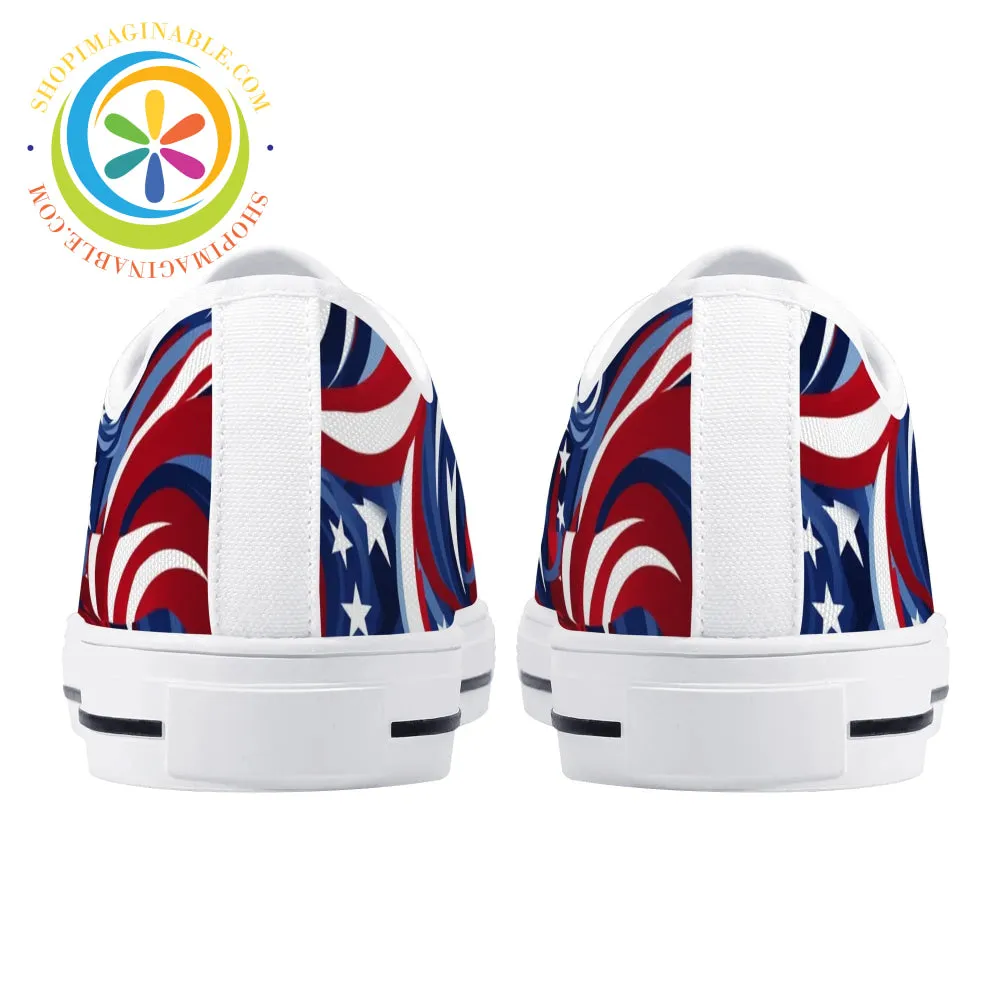 Let Freedom Ring!  Ladies Low Top Canvas Shoes