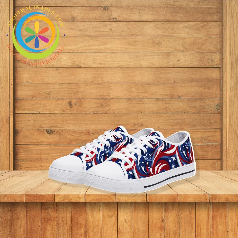 Let Freedom Ring!  Ladies Low Top Canvas Shoes