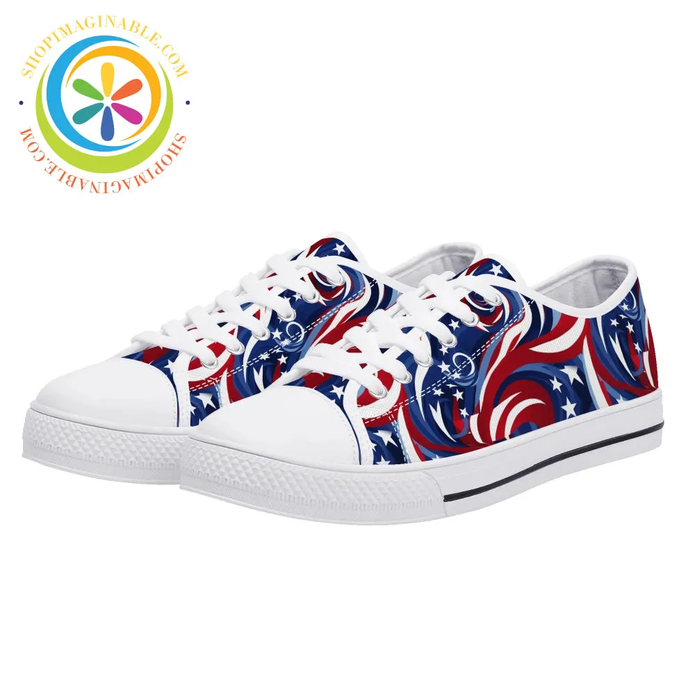 Let Freedom Ring!  Ladies Low Top Canvas Shoes