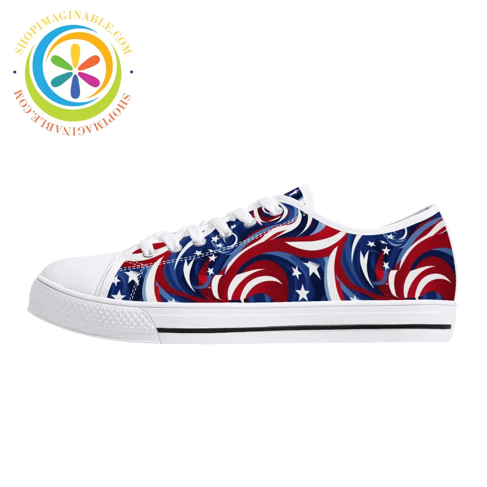 Let Freedom Ring!  Ladies Low Top Canvas Shoes