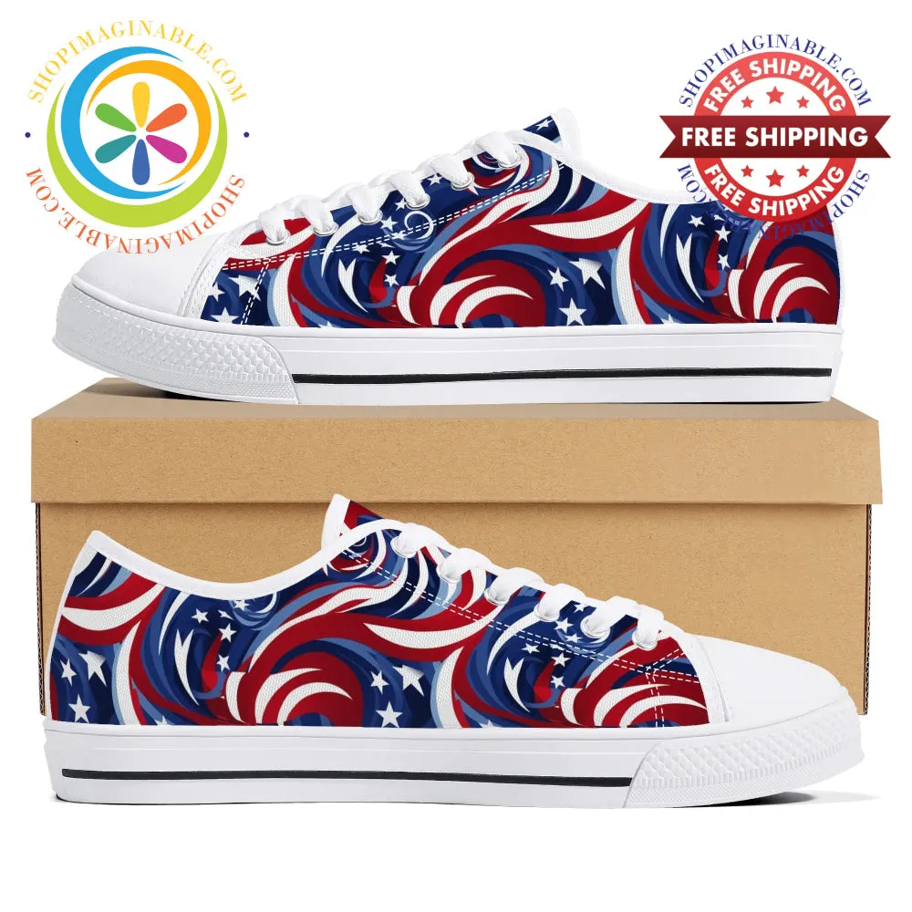 Let Freedom Ring!  Ladies Low Top Canvas Shoes