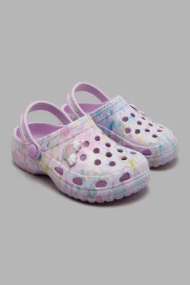 Lilac Clogs With Rainbow Trim