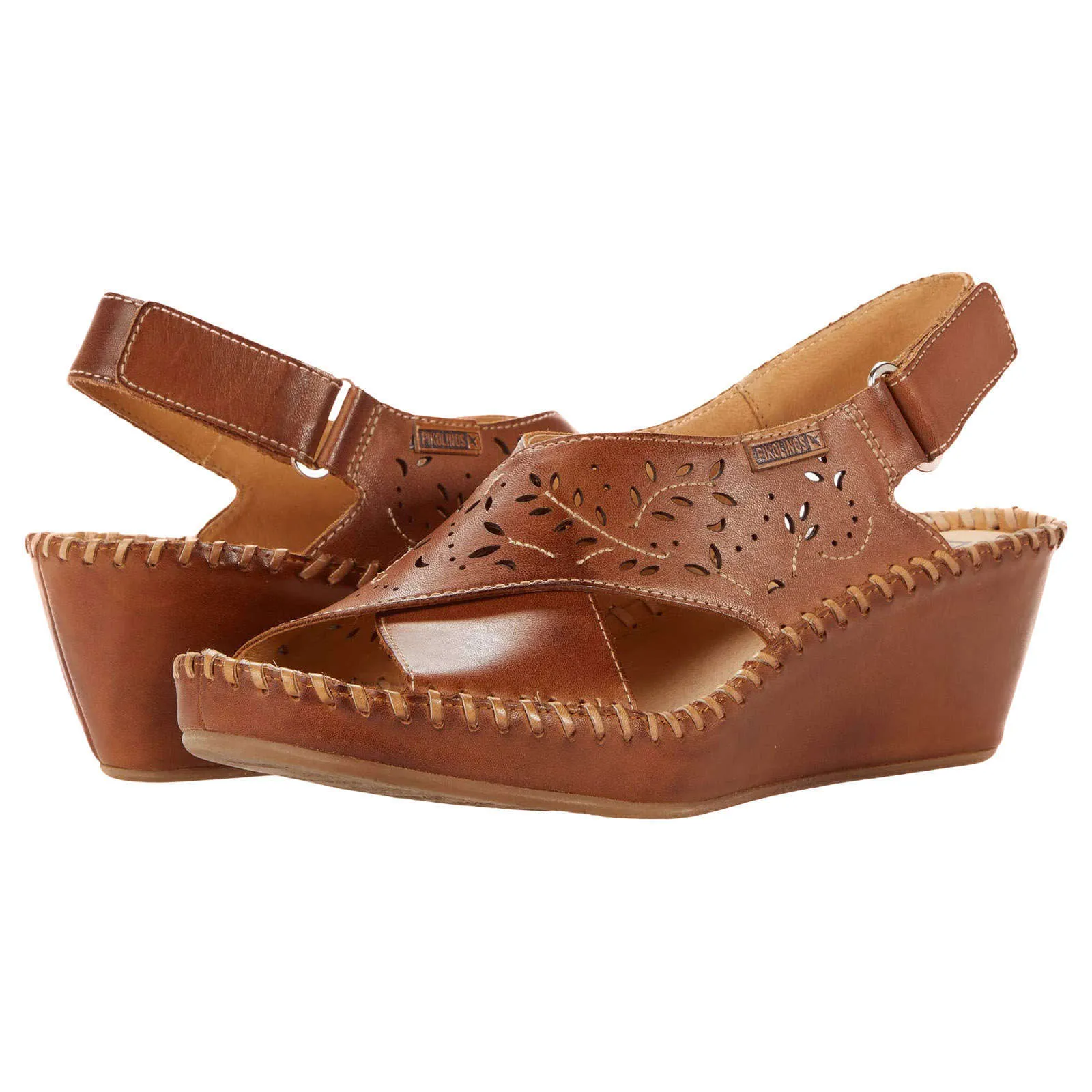 Margarita Calfskin Leather Women's Peep Toe Wedge Sandals