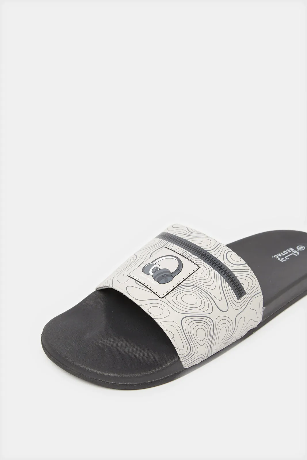 Men Black And White Printed Slide