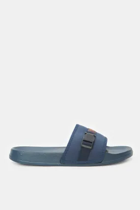 Men Navy Buckle Slide