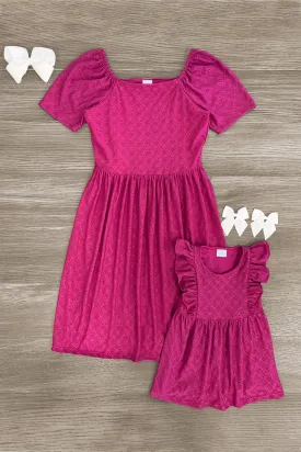 Mom & Me - Plum Eyelet Dress