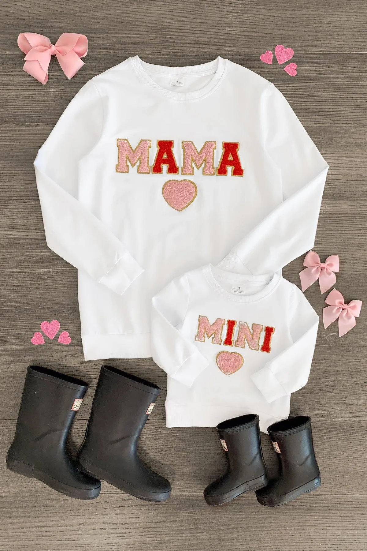 Mom & Me - "Mama & Mini" White Chenille Patch Top