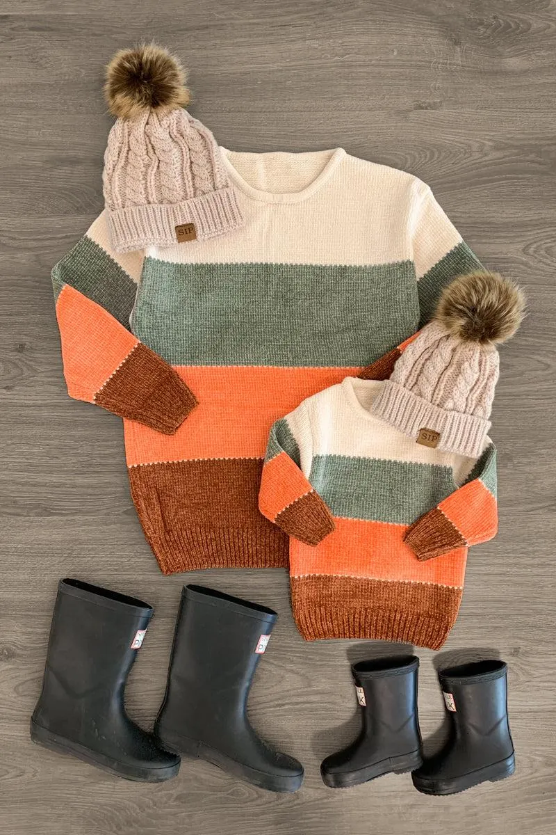 Mom & Me - Striped Colorblock Knit Sweater