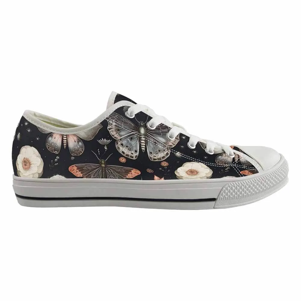 Moth And Butterfly Print Canvas Shoes